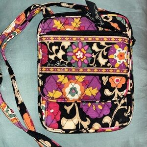 Vera Bradley SUZANI Iconic MINI HIPSTER BROWN floral bright colors crossbody bag